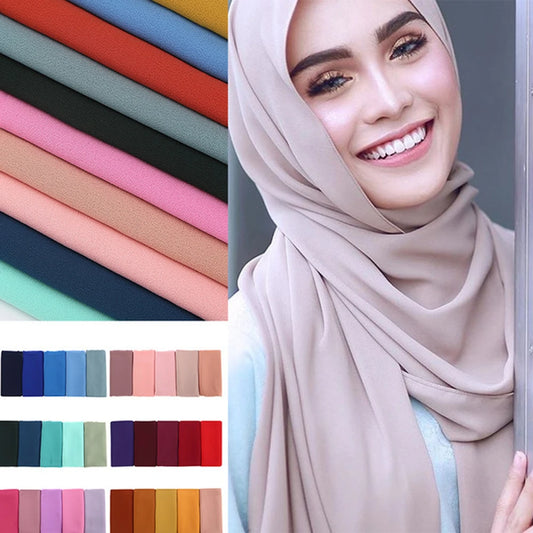 Bubble Chiffon Hijab Scarf for Women | Solid Color Veil & Wrap | 61 Colors