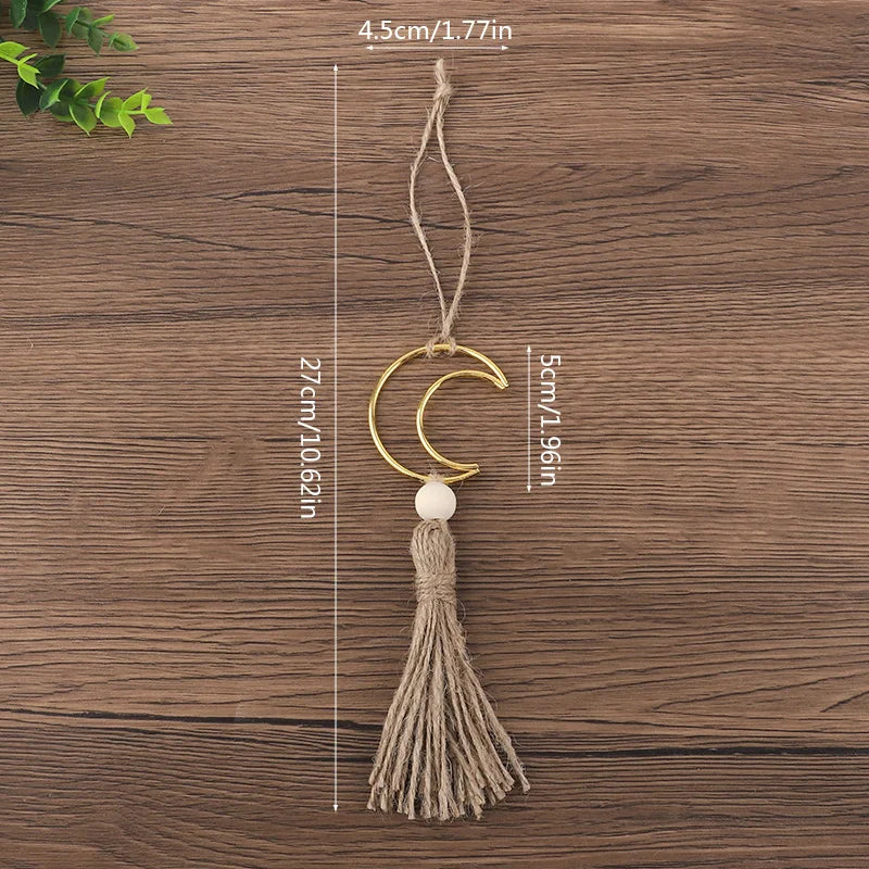 Ramadan Moon Wooden Beads Ornament - Tassel Wall Decor