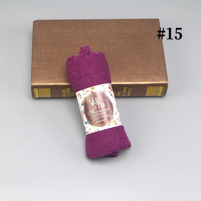 Bubble Cotton Crinkle Cloud Hijab – Solid Color Muslim Head Scarf & Shawl for Women | 40 Colors