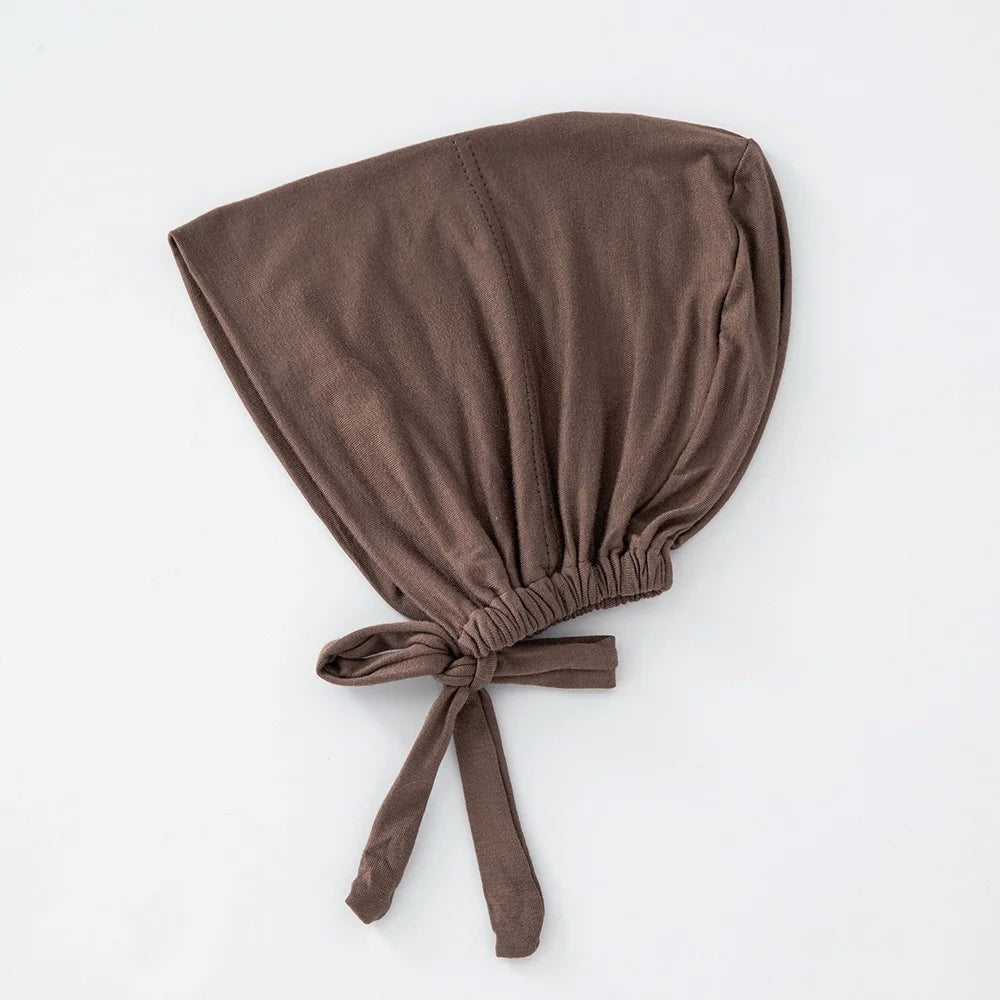 Women's Cotton Jersey Hijab Undercap - Tie Back Inner Cap with 82 Color Options