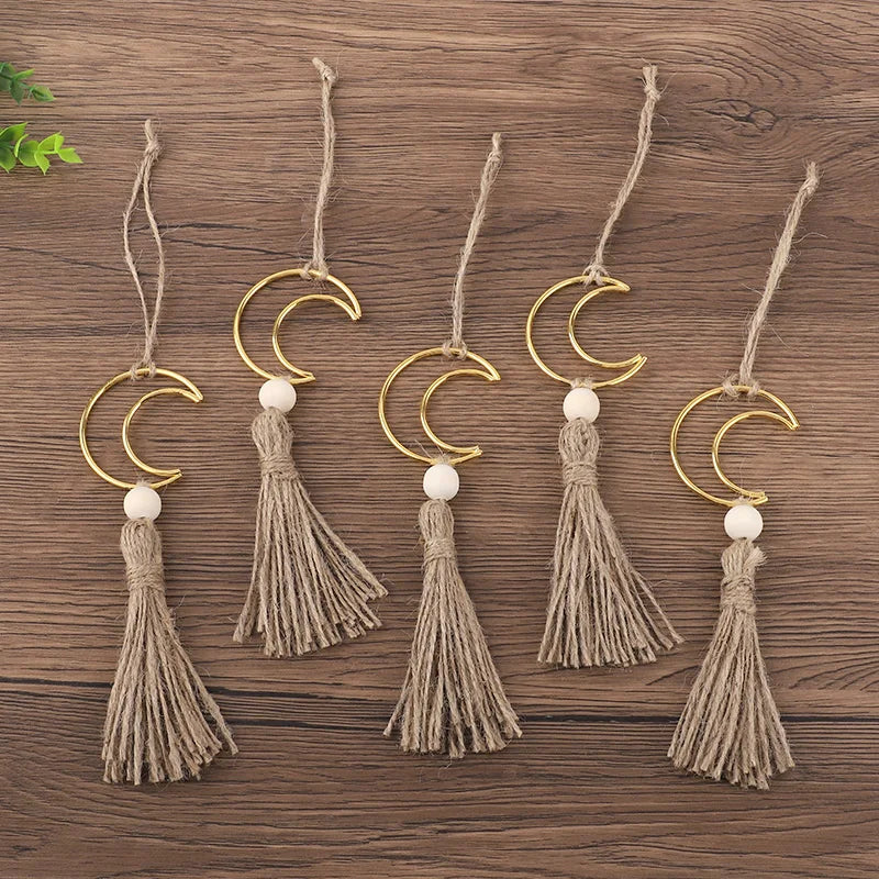 Ramadan Moon Wooden Beads Ornament - Tassel Wall Decor