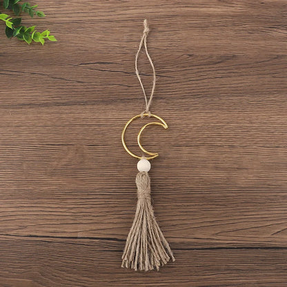 Ramadan Moon Wooden Beads Ornament - Tassel Wall Decor