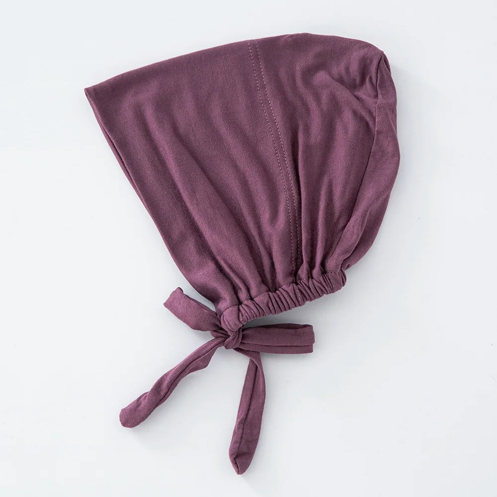 Women's Cotton Jersey Hijab Undercap - Tie Back Inner Cap with 82 Color Options