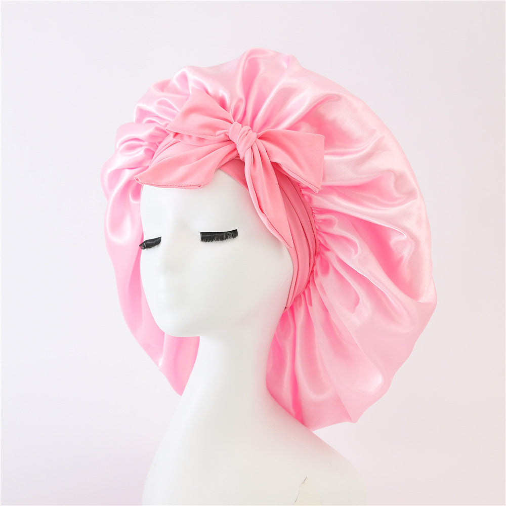 Silk Satin Sleep Bonnet for Women – Night Hair Cap with Tie Band for Curly & Natural Hair
