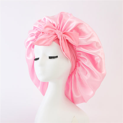 Silk Satin Sleep Bonnet for Women – Night Hair Cap with Tie Band for Curly & Natural Hair