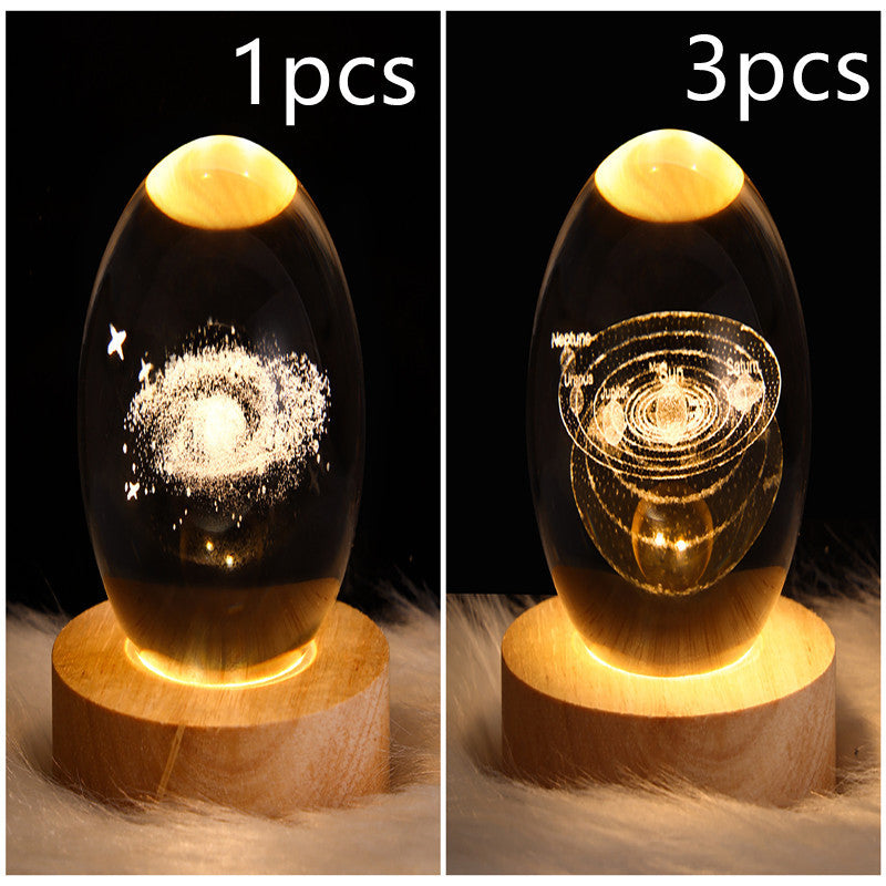 3D Galaxy Crystal Ball Night Light – LED Planet & Moon Table Lamp for Bedroom, Kids Room & Party Decor