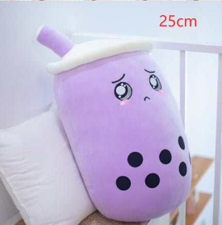 Cute Boba Tea Plush Pillow – Soft Strawberry Milk Tea Bubble Tea Stuffed Toy Cushion for Kids & Gifts