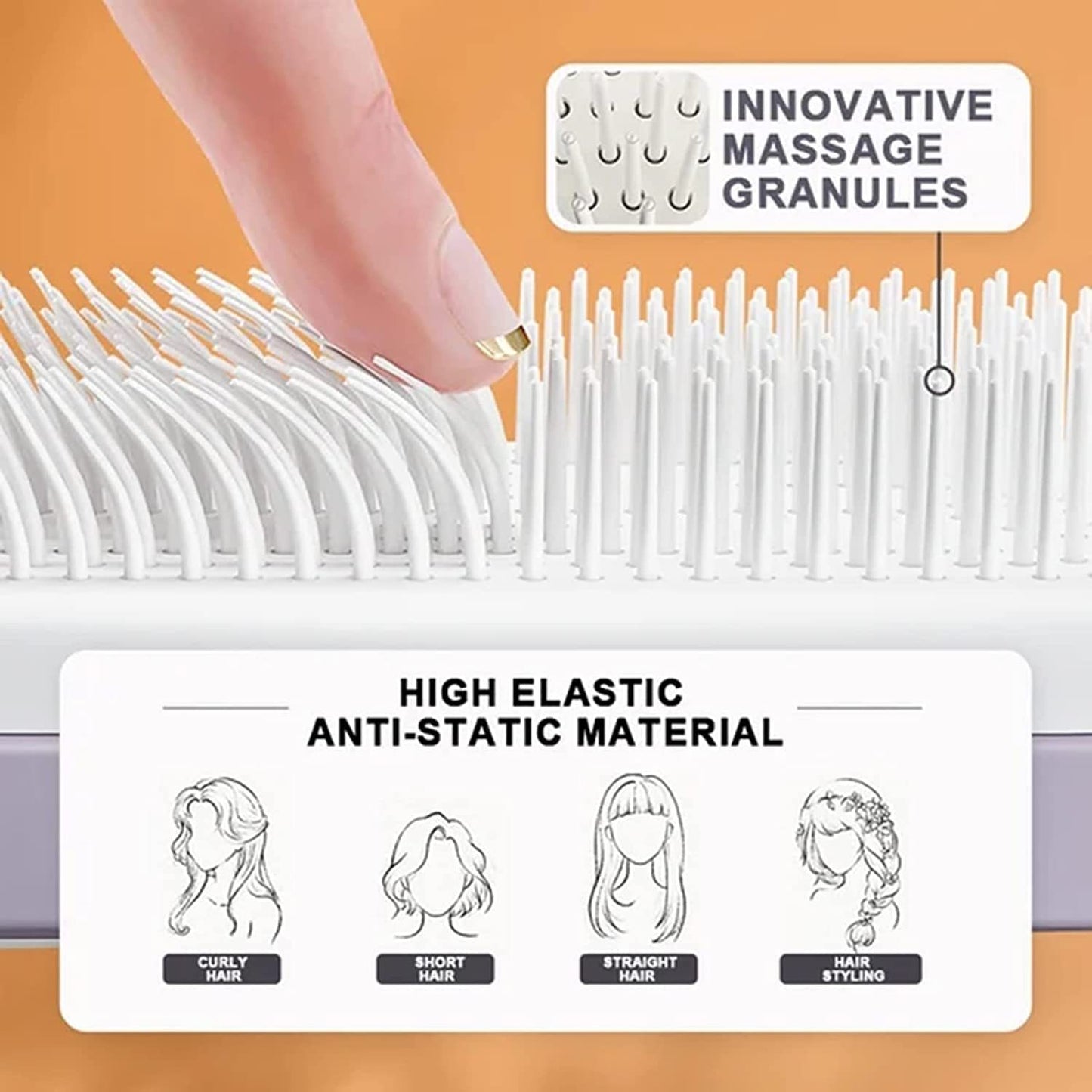 4-in-1 Self-Cleaning Hair Brush – Anti-Static Scalp Massage Comb with Rotating & Lifting Design