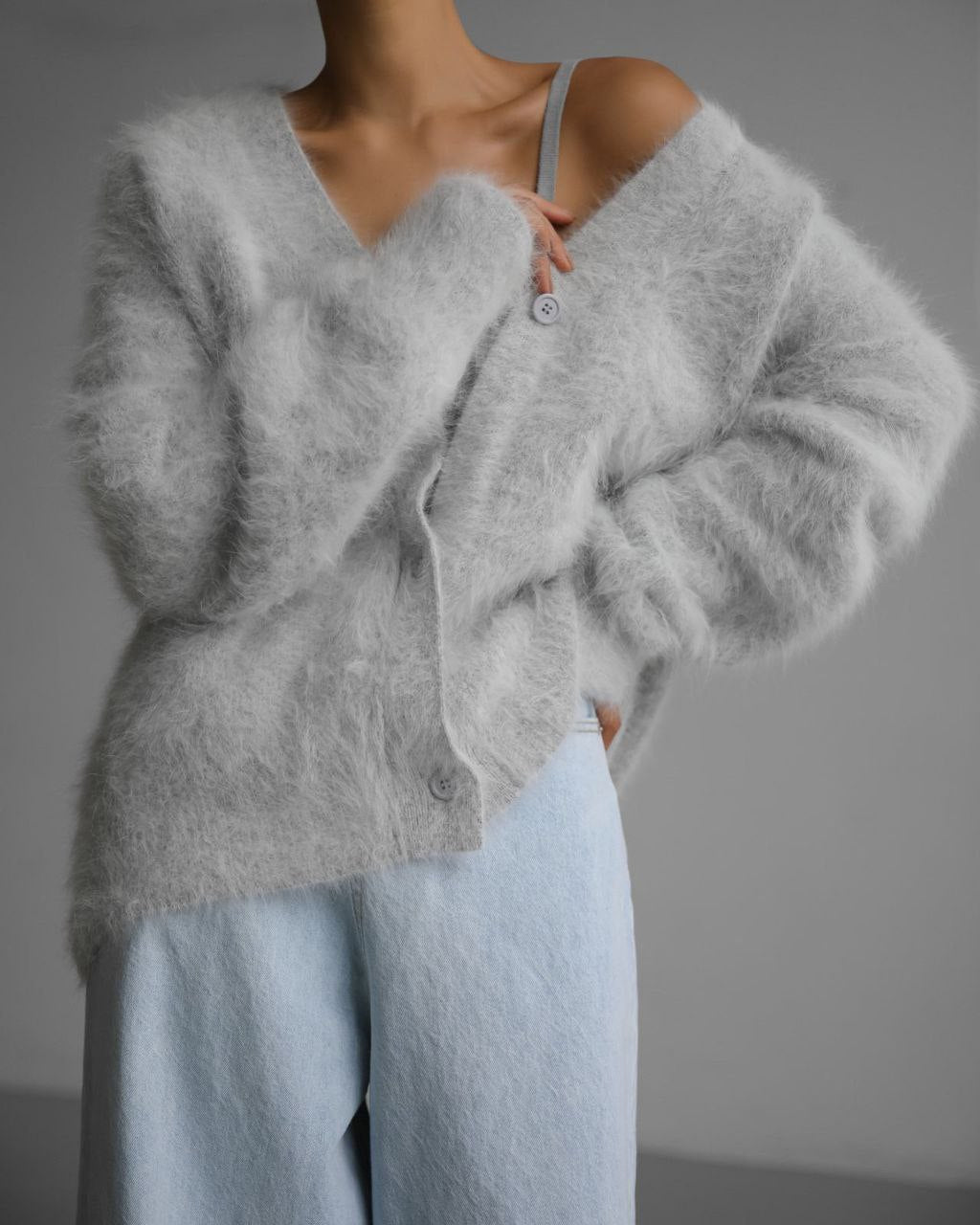 Women’s V-Neck Button Cardigan – Loose Knit Fall/Winter Sweater Top