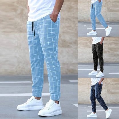Men’s Plaid Print Drawstring Pants – Casual Fashion Trousers for Everyday Wear