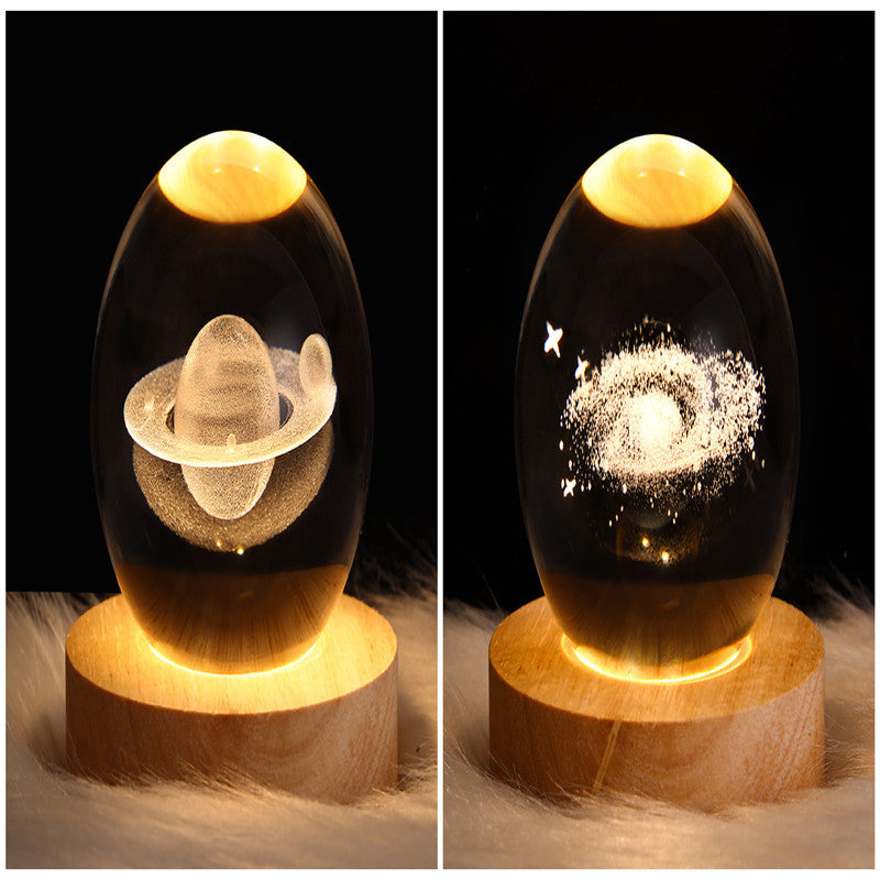 3D Galaxy Crystal Ball Night Light – LED Planet & Moon Table Lamp for Bedroom, Kids Room & Party Decor