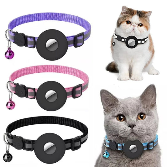 Reflective Waterproof AirTag Collar – Nylon Pet Collar with Protective Holder for Dogs & Cats