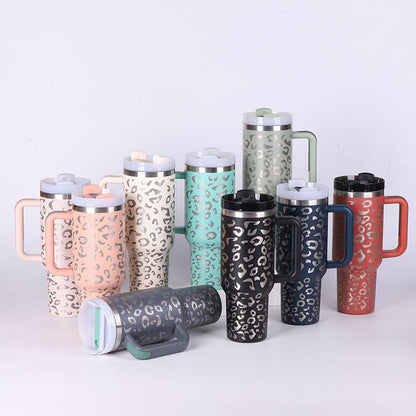 40oz Insulated Tumbler with Handle & Straw – Stainless Steel Spill-Proof Travel Mug with Lid, Vacuum Coffee Cup for Car, Gym, or Office.
