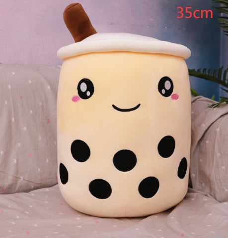 Cute Boba Tea Plush Pillow – Soft Strawberry Milk Tea Bubble Tea Stuffed Toy Cushion for Kids & Gifts