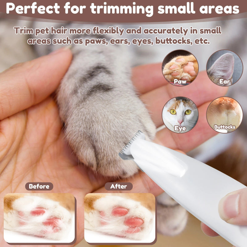 Waterproof Pet Paw Trimmer with LED Light & Display – Wide Blade Per Hair Clippers for Grooming
