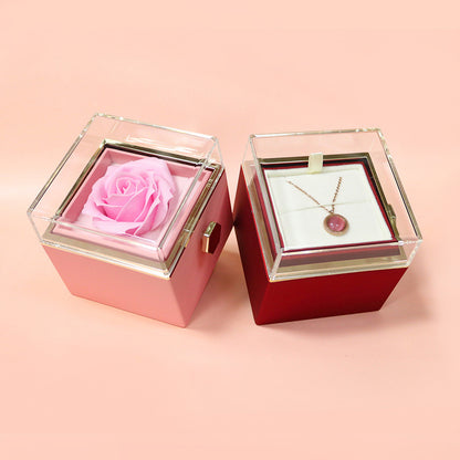 Rotating Rose Flower Gift Box – Creative Jewelry Packaging for Women.