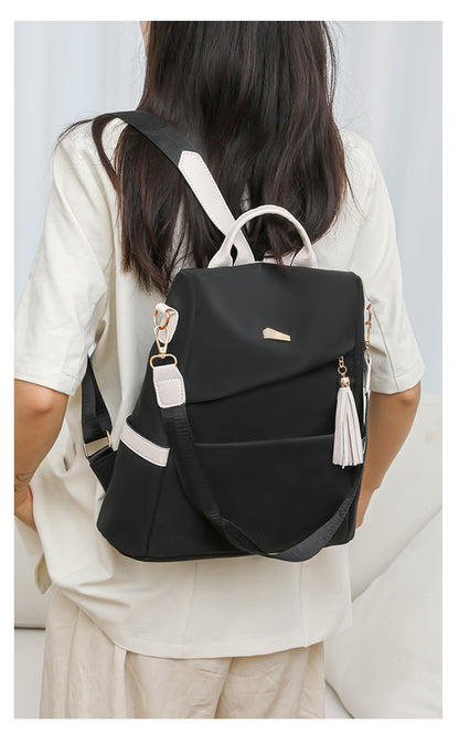 Oxford Cloth Women's Anti-Theft Backpack – Casual Travel & School Bag with Back Zipper and Double Shoulder Straps
