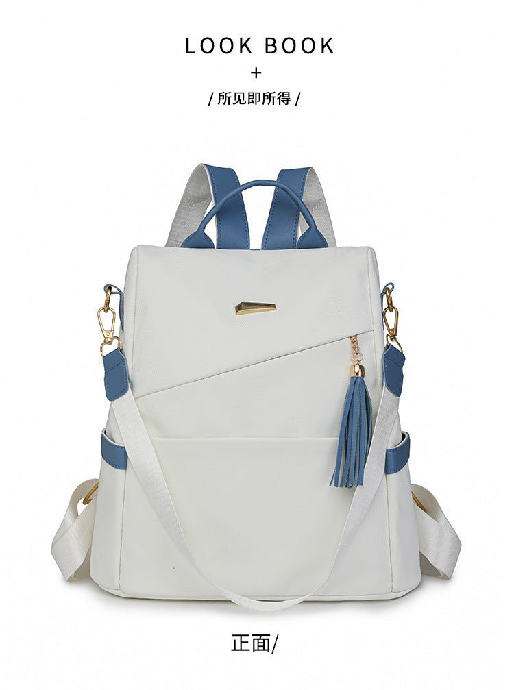 Oxford Cloth Women's Anti-Theft Backpack – Casual Travel & School Bag with Back Zipper and Double Shoulder Straps