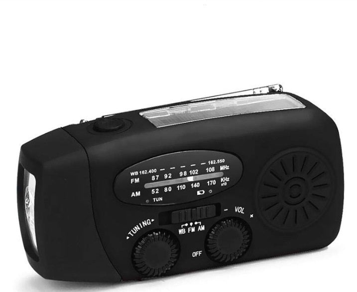 Solar Hand Crank Emergency Radio – USB Charging Flashlight with AM/FM & Power Bank Function