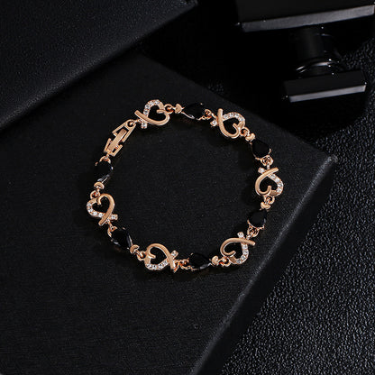 Hollow Heart Love Bracelet – Fashion Rhinestone Bangle with Romantic Charm