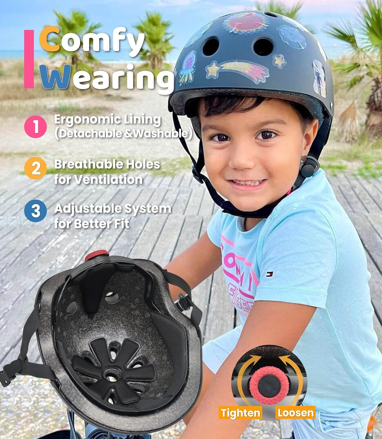 Kids Bike Helmet with DIY Stickers for Toddler Boys Girls I CPSC & CE Certified for Skateboard Roller-Skating Bicycle Scooter I Baby Infant Youth Child Ages 3-5 5-8 8-11 Year Old