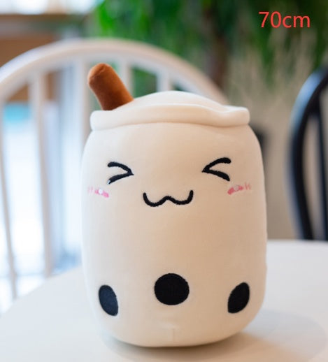 Cute Boba Tea Plush Pillow – Soft Strawberry Milk Tea Bubble Tea Stuffed Toy Cushion for Kids & Gifts