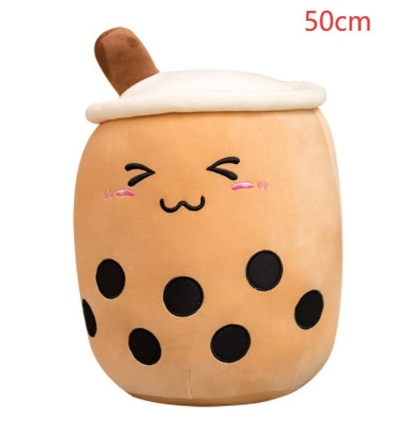 Cute Boba Tea Plush Pillow – Soft Strawberry Milk Tea Bubble Tea Stuffed Toy Cushion for Kids & Gifts