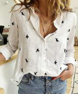 Women’s Long Sleeve Lapel Shirt – Solid Color Button-Up Fashion Top