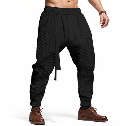 Men’s Casual Waffle Jogger Pants – Solid Hip Hop Streetwear Track Trousers, Harajuku Fashion