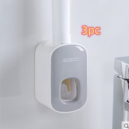 Wall-Mounted Automatic Toothpaste Dispenser – Bathroom Accessories Set with Toothbrush Holder