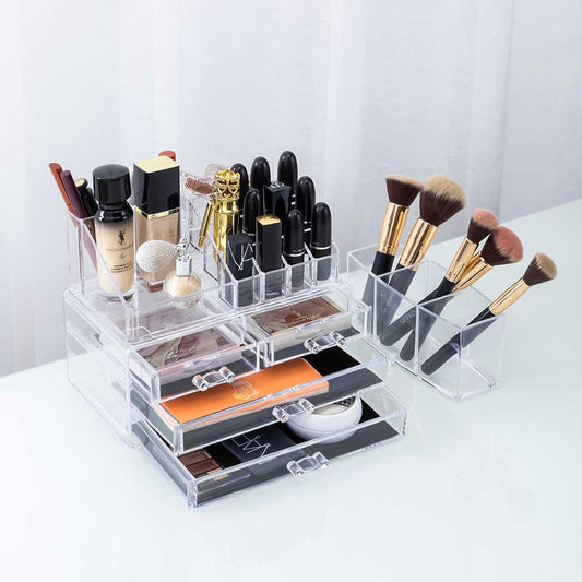 Makeup Storage Organizer Set – Multi-Compartment Cosmetic Holder for Vanity, Bathroom & Dresser | Skincare & Beauty Product Organizer