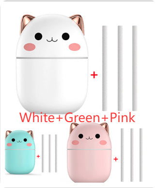 Cute Cat USB Air Humidifier – Ultra-Silent LED Cool Mist Diffuser for Office, Bedroom, Car & Home