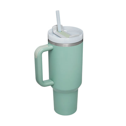 40oz Insulated Tumbler with Handle & Straw – Stainless Steel Spill-Proof Travel Mug with Lid, Vacuum Coffee Cup for Car, Gym, or Office.