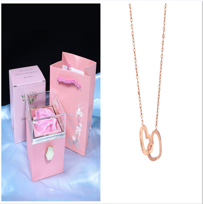 Rotating Rose Flower Gift Box – Creative Jewelry Packaging for Women.