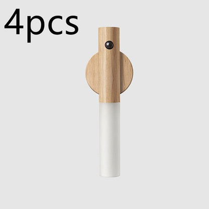 Magnetic Wireless LED Night Light – USB Rechargeable Wooden PIR Motion Sensor Lamp for Hallways, Cabinets & Porches
