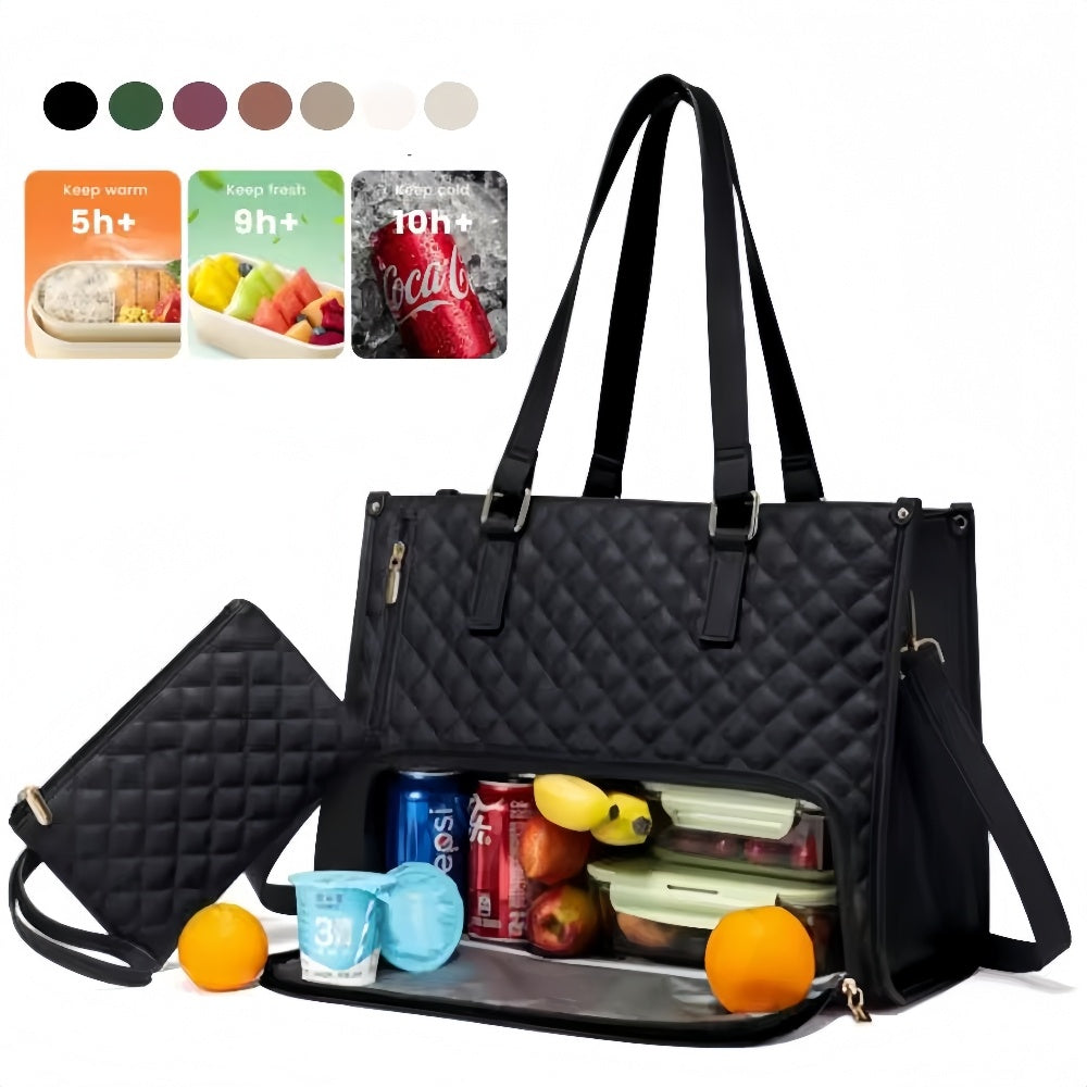 Women's Insulated Lunch Bag – Large Leak-Proof Tote with Laptop Compartment for Work & Commute