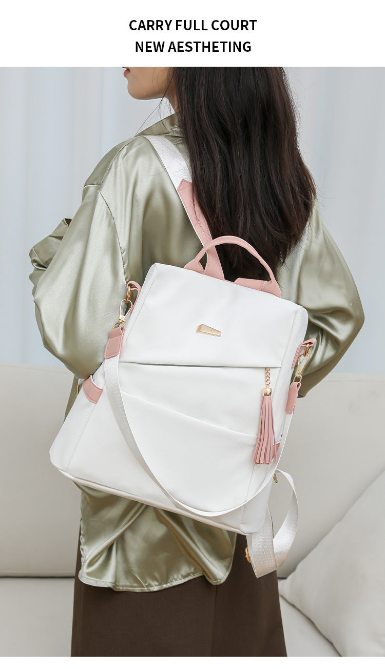 Oxford Cloth Women's Anti-Theft Backpack – Casual Travel & School Bag with Back Zipper and Double Shoulder Straps