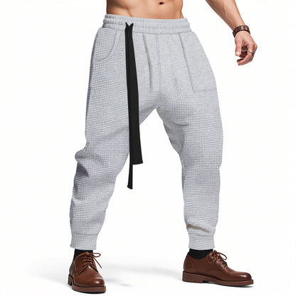 Men’s Casual Waffle Jogger Pants – Solid Hip Hop Streetwear Track Trousers, Harajuku Fashion