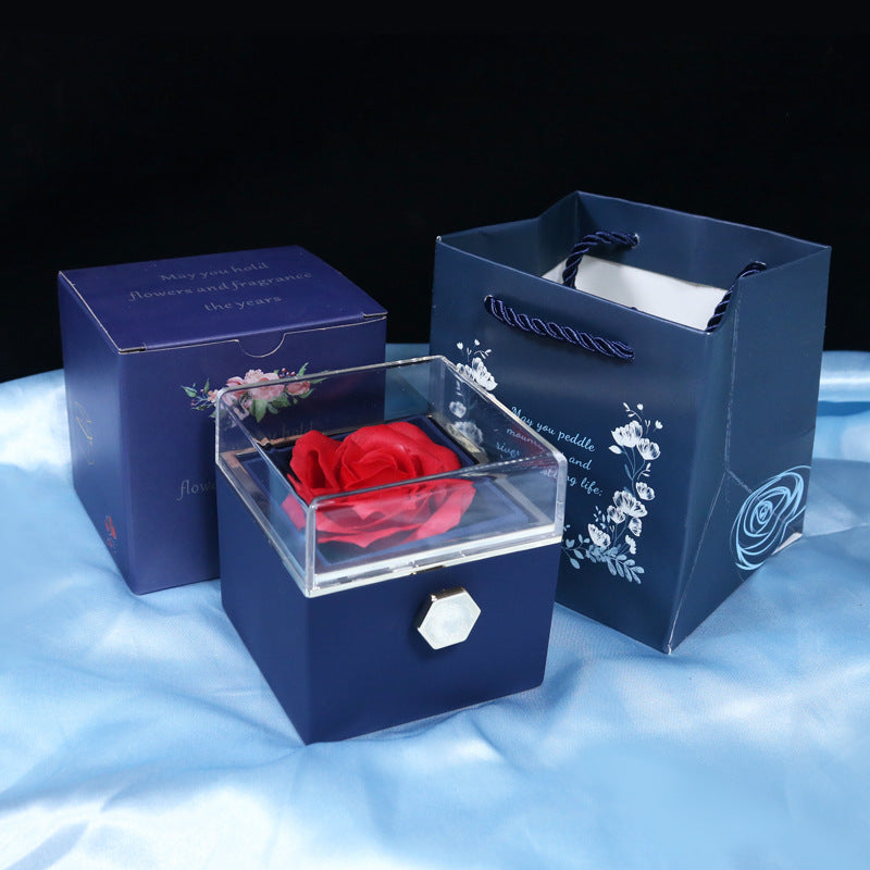 Rotating Rose Flower Gift Box – Creative Jewelry Packaging for Women.