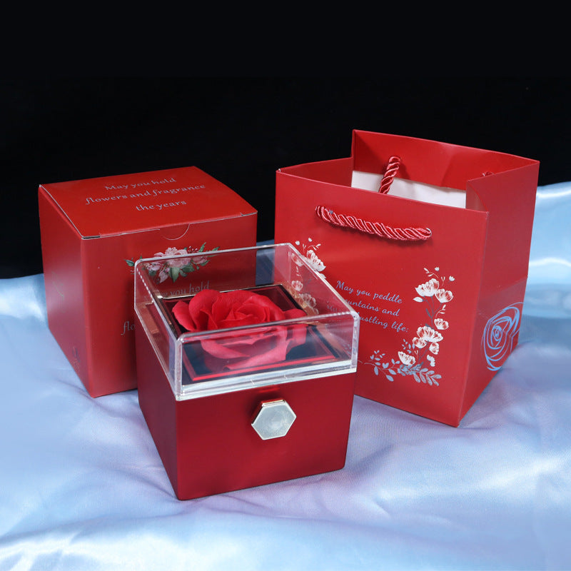 Rotating Rose Flower Gift Box – Creative Jewelry Packaging for Women.