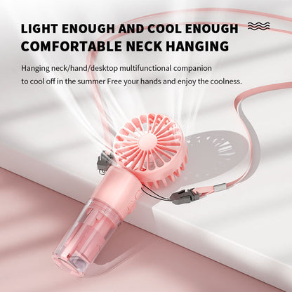 Portable Handheld Spray Fan – 4-Speed USB Rechargeable Mist Cooling Fan for Outdoor Summer Use