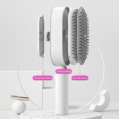 Self-Cleaning Hair Brush for Women – One-Click Hair Removal Scalp Massage Comb with Anti-Static Air Cushion
