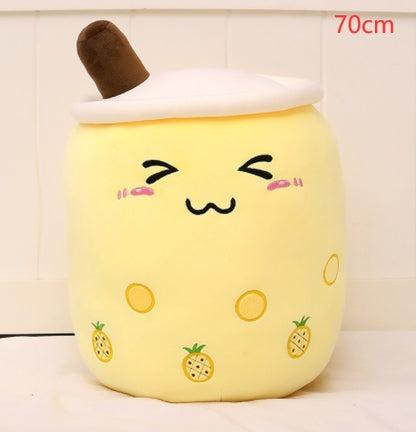 Cute Boba Tea Plush Pillow – Soft Strawberry Milk Tea Bubble Tea Stuffed Toy Cushion for Kids & Gifts