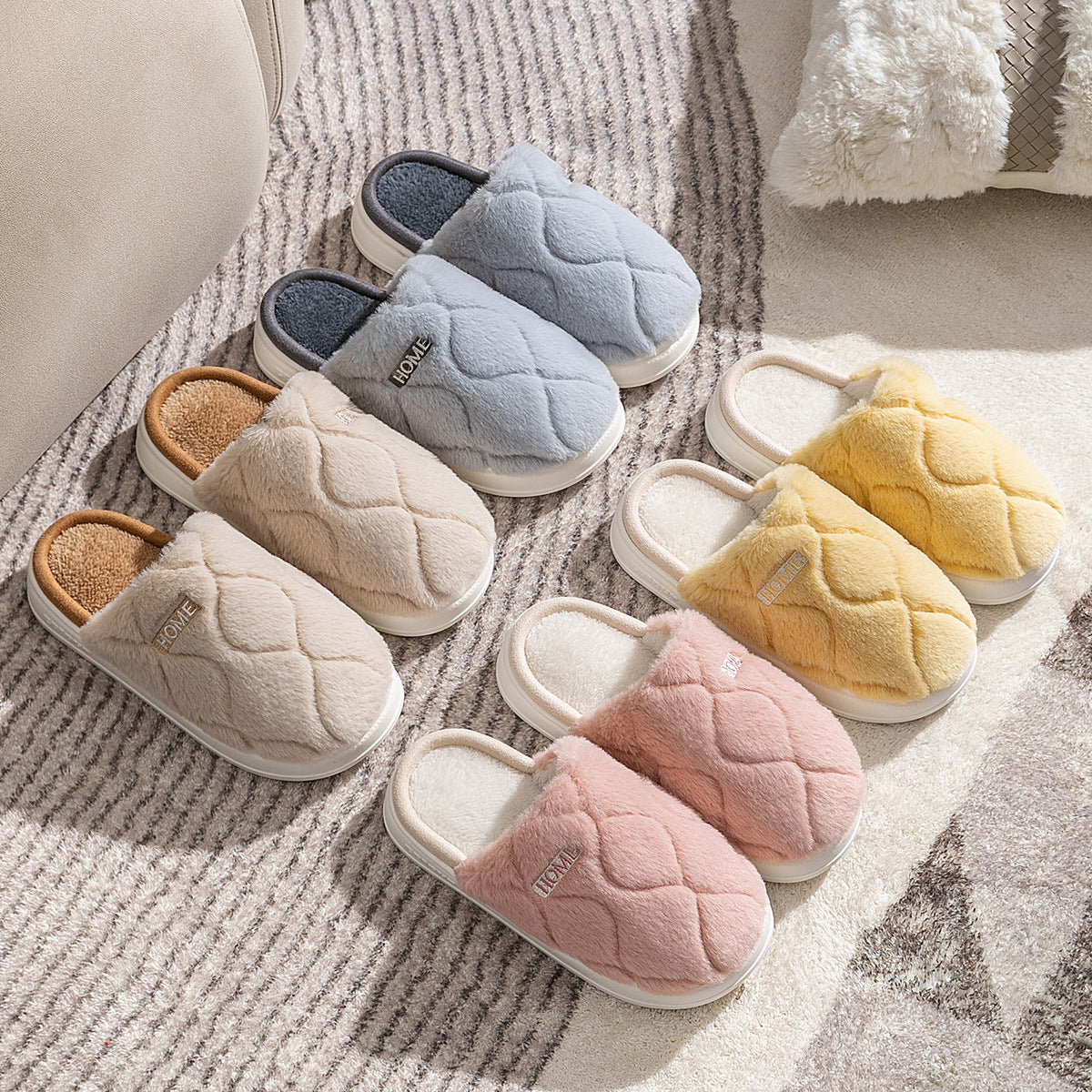 Winter Plush Slippers – Warm Indoor House Shoes for Women, Men & Couples