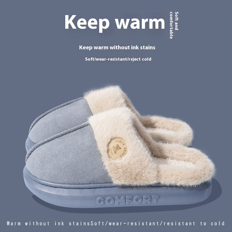 Unisex Plush Winter Slippers – Thick-Soled Fleece Indoor Shoes for Men & Women