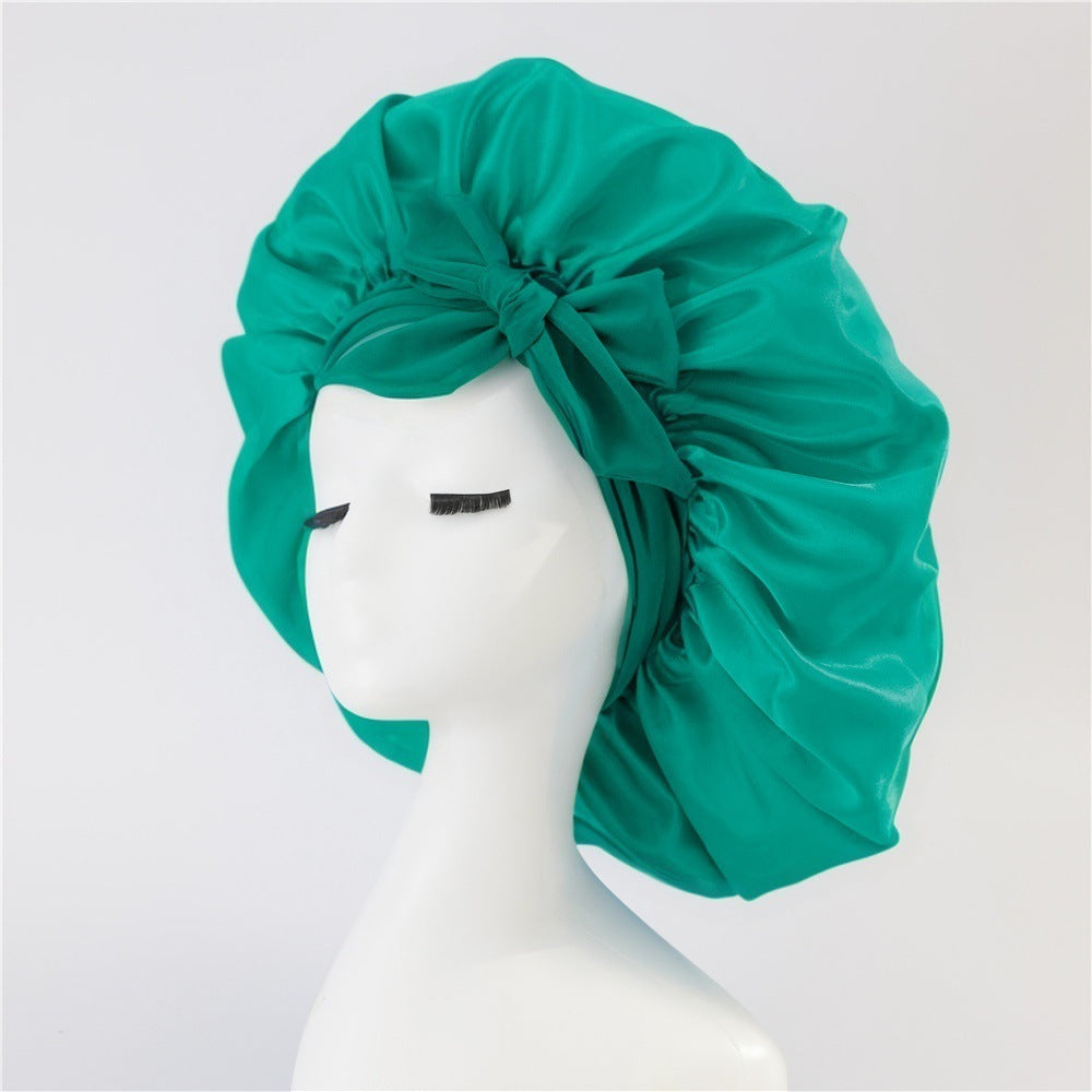 Silk Satin Sleep Bonnet for Women – Night Hair Cap with Tie Band for Curly & Natural Hair