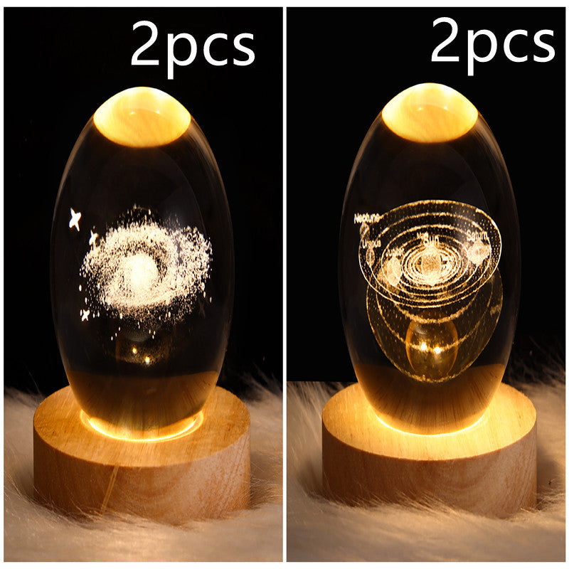 3D Galaxy Crystal Ball Night Light – LED Planet & Moon Table Lamp for Bedroom, Kids Room & Party Decor