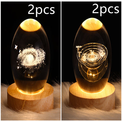 3D Galaxy Crystal Ball Night Light – LED Planet & Moon Table Lamp for Bedroom, Kids Room & Party Decor