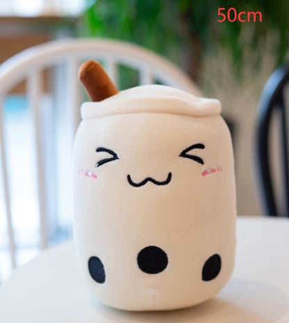Cute Boba Tea Plush Pillow – Soft Strawberry Milk Tea Bubble Tea Stuffed Toy Cushion for Kids & Gifts