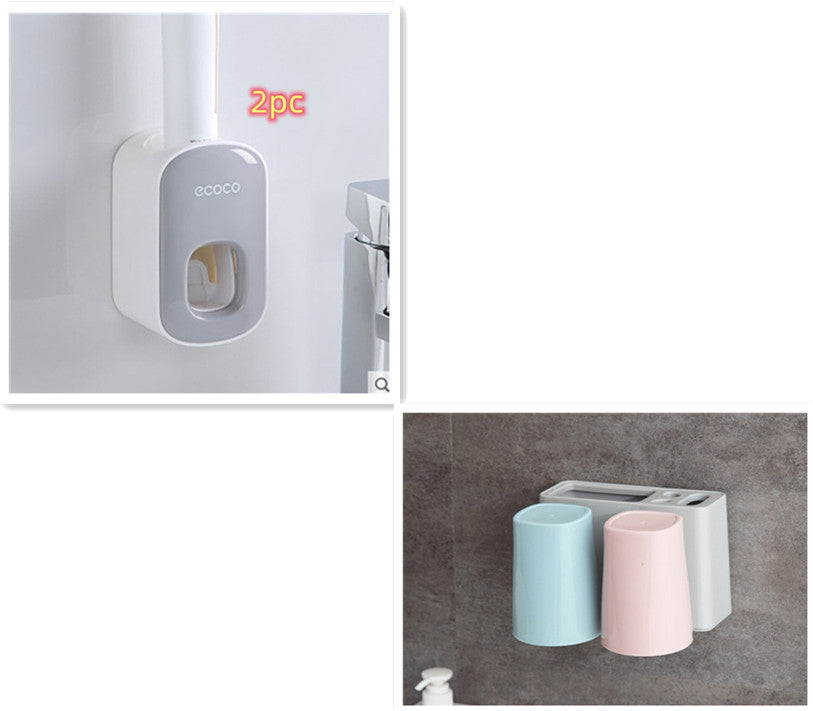 Wall-Mounted Automatic Toothpaste Dispenser – Bathroom Accessories Set with Toothbrush Holder